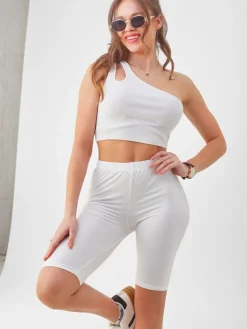Spodenki 3/4|Krótkie Spodenki^Royalfashion Legginsy kolarki damskie biały