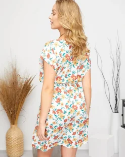 Sukienki Letnie|Sukienki Krótkie^Royalfashion Letnia damska biała sukienka w kwiaty biały