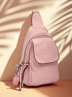 Plecaki|Nerki I Saszetki^Royalfashion Mała damska saszetka na jedno ramię Aurelia Napoli Jasnoróżowy