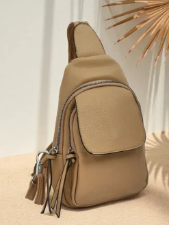 Plecaki|Nerki I Saszetki^Royalfashion Mała damska saszetka na jedno ramię Aurelia Napoli jasny brązowy