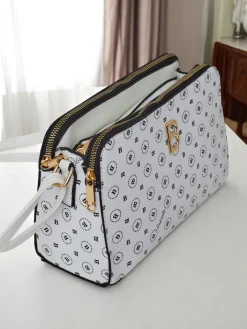 Małe Torebki^Royalfashion Mała torebka z eko skóry z printem Viva Linea biały