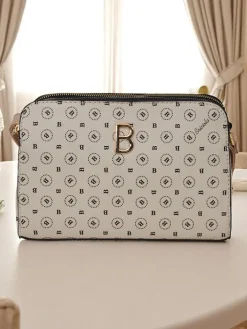 Małe Torebki^Royalfashion Mała torebka z eko skóry z printem Viva Linea beżowy