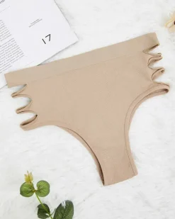 Stringi^Royalfashion Majtki damskie stringi beżowy