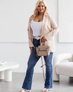 Plus Size|Bluzy^Royalfashion Marynarka damska PLUS SIZE beżowy
