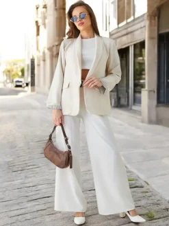 Kurtki / Marynarki / Płaszcze^Royalfashion Marynarka damska bez zapięcia Elegantes Jasny beż