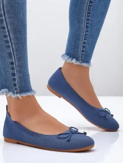 Baleriny Klasyczne^Royalfashion Materiałowe damskie baleriny Magger Jasnoniebieski