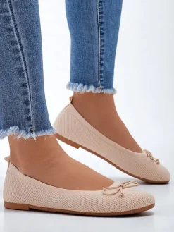 Baleriny Klasyczne^Royalfashion Materiałowe damskie baleriny Magger beżowy