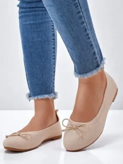 Baleriny Klasyczne^Royalfashion Materiałowe damskie baleriny Magger beżowy