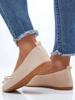 Baleriny Klasyczne^Royalfashion Materiałowe damskie baleriny Magger beżowy
