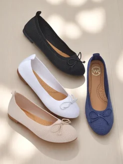 Baleriny Klasyczne^Royalfashion Materiałowe damskie baleriny Magger beżowy