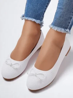 Baleriny Klasyczne^Royalfashion Materiałowe damskie baleriny Magger biały