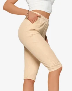 Spodenki 3/4|Krótkie Spodenki^Royalfashion Materiałowe spodenki damskie 3/4 w kolorze m PLUS SIZE beżowy