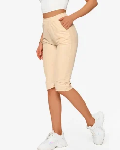 Spodenki 3/4|Krótkie Spodenki^Royalfashion Materiałowe spodenki damskie 3/4 w kolorze m PLUS SIZE beżowy