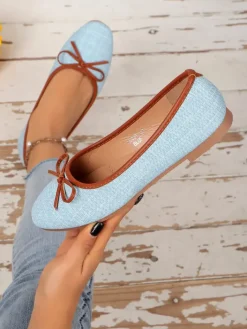 Baleriny Klasyczne^Royalfashion Matowe damskie baleriny Saaferr Jasnoniebieski