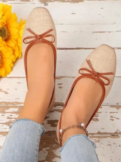 Baleriny Klasyczne^Royalfashion Matowe damskie baleriny Saaferr jasny brązowy