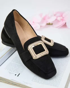 Półbuty|Mokasyny Na Płaskiej Podeszwie^Royalfashion Mokasyny damskie z klamerką Serbento czarny