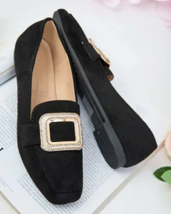 Półbuty|Mokasyny Na Płaskiej Podeszwie^Royalfashion Mokasyny damskie z klamerką Serbento czarny