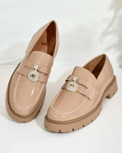 Półbuty|Mokasyny Na Płaskiej Podeszwie^Royalfashion Mokasyny damskie lakierowane Bemies brązowy