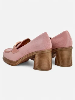 Mokasyny Na Obcasie^Royalfashion Mokasyny damskie na słupku Qeroy różowy