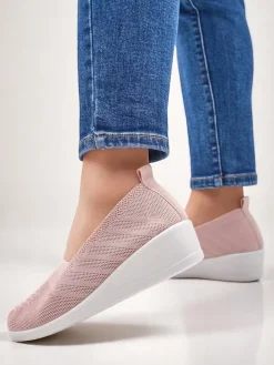 Mokasyny Na Obcasie^Royalfashion Mokasyny damskie na niskim koturnie Epoles różowy