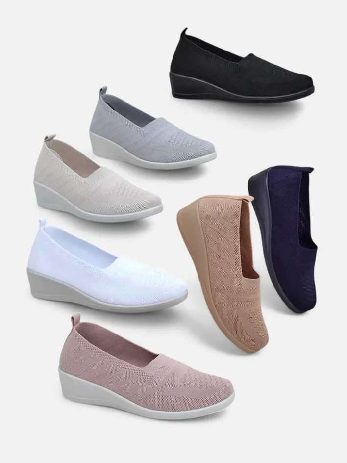 Mokasyny Na Obcasie^Royalfashion Mokasyny damskie na niskim koturnie Epoles Jasny szary