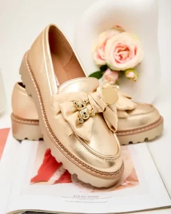 Półbuty|Mokasyny Na Płaskiej Podeszwie^Royalfashion Mokasyny damskie Surett złoty