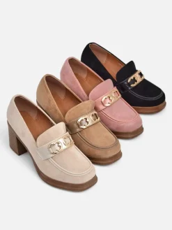 Mokasyny Na Obcasie^Royalfashion Mokasyny damskie na słupku Qeroy czarny