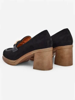 Mokasyny Na Obcasie^Royalfashion Mokasyny damskie na słupku Qeroy czarny