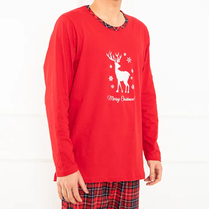 Piżamy^Royalfashion Męska piżama świąteczna czerwony