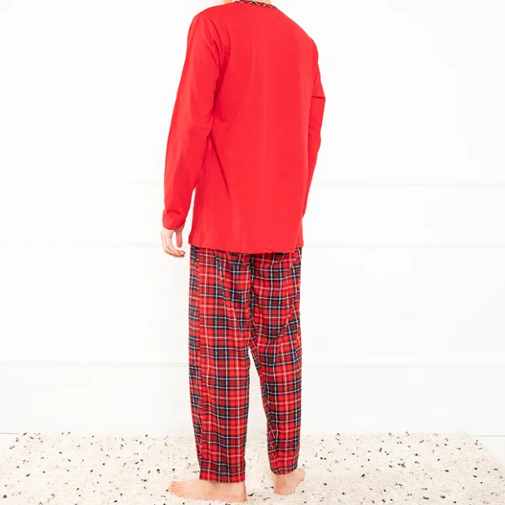 Piżamy^Royalfashion Męska piżama świąteczna czerwony