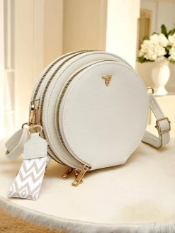 Małe Torebki^Royalfashion Multifunkcyjna torebka portfel na pasku Luna Mini krem