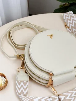Małe Torebki^Royalfashion Multifunkcyjna torebka portfel na pasku Luna Mini krem