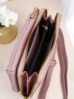 Małe Torebki^Royalfashion Multifunkcyjna torebka portfel na pasku Quilted Charm różowy