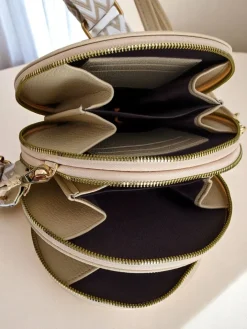 Małe Torebki^Royalfashion Multifunkcyjna torebka portfel na pasku Luna Mini beżowy