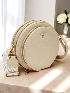 Małe Torebki^Royalfashion Multifunkcyjna torebka portfel na pasku Luna Mini beżowy