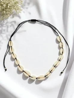 Biżuteria^Royalfashion Naszyjnik z muszelkami Shell Breeze czarny