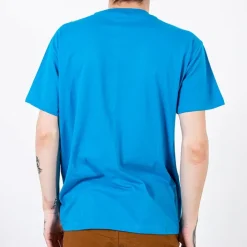 Bluzki^Royalfashion Niebieska bawełniana koszulka męska z printem Ecru