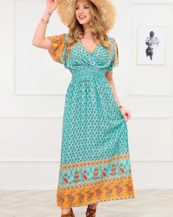 Sukienki Letnie|Plus Size^Royalfashion Niebieska letnia sukienka damska mięta