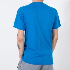 Bluzki^Royalfashion Niebieski bawełniany męski t-shirt z printem Ecru