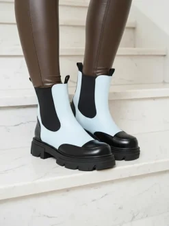 Botki Bez Ocieplenia|Botki Na Płaskim Obcasie^Royalfashion Niebieskie damskie botki Userrus Ecru