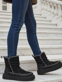 Śniegowce|Botki Z Delikatnym Ociepleniem^Royalfashion Śniegowce damskie sznurowane Siozi brązowy