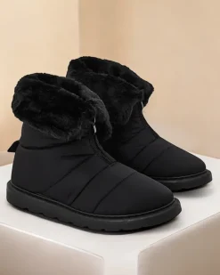 Botki Z Delikatnym Ociepleniem|Botki Na Płaskim Obcasie^Royalfashion Śniegowce damskie Nesisa czarny