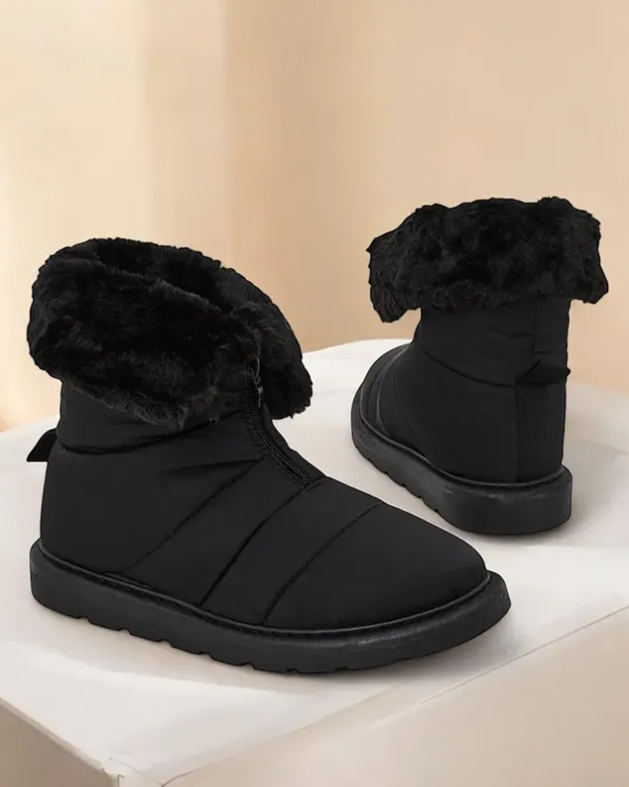 Botki Z Delikatnym Ociepleniem|Botki Na Płaskim Obcasie^Royalfashion Śniegowce damskie Nesisa czarny