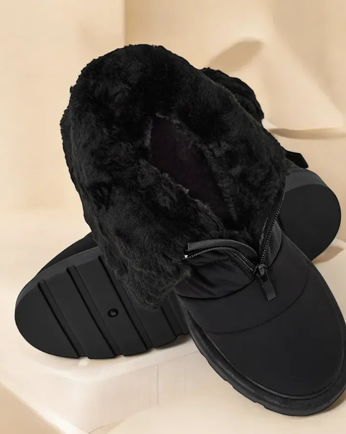 Botki Z Delikatnym Ociepleniem|Botki Na Płaskim Obcasie^Royalfashion Śniegowce damskie Nesisa czarny