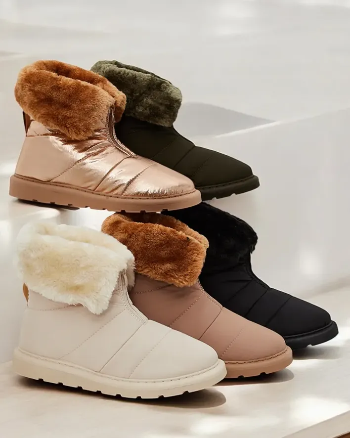 Botki Z Delikatnym Ociepleniem|Botki Na Płaskim Obcasie^Royalfashion Śniegowce damskie Nesisa czarny