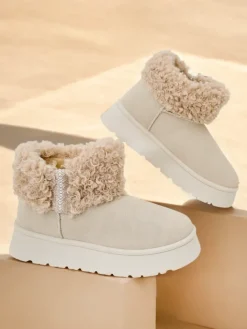 Śniegowce|Botki Z Delikatnym Ociepleniem^Royalfashion Śniegowce damskie z kożuszkiem Rovvoy beżowy
