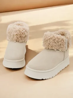 Śniegowce|Botki Z Delikatnym Ociepleniem^Royalfashion Śniegowce damskie z kożuszkiem Rovvoy beżowy