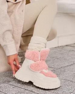 Botki Z Grubym Ociepleniem|Botki Na Platformie^Royalfashion Śniegowce damskie z kożuszkiem Segulla różowy