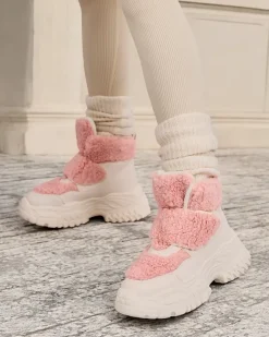 Botki Z Grubym Ociepleniem|Botki Na Platformie^Royalfashion Śniegowce damskie z kożuszkiem Segulla różowy