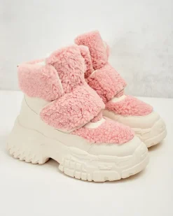 Botki Z Grubym Ociepleniem|Botki Na Platformie^Royalfashion Śniegowce damskie z kożuszkiem Segulla różowy